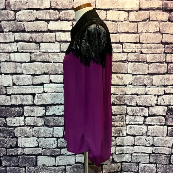 Metaphor Purple & Black Button Down Blouse Size M - Picture 4 of 9